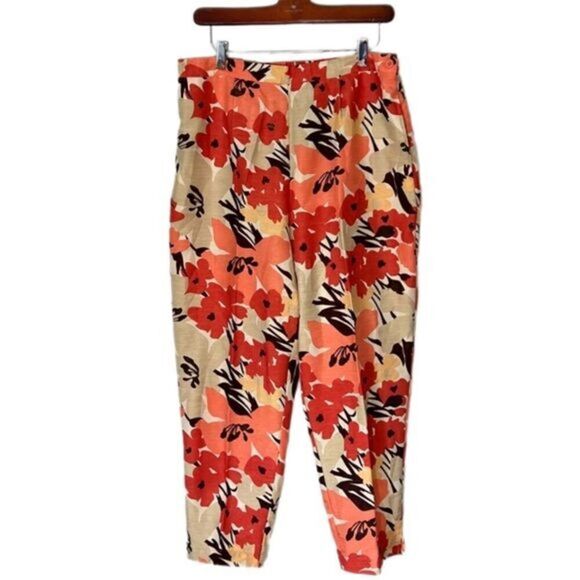 Selene Sport Floral Print Pull On Cropped Pants - Picture 1 of 4